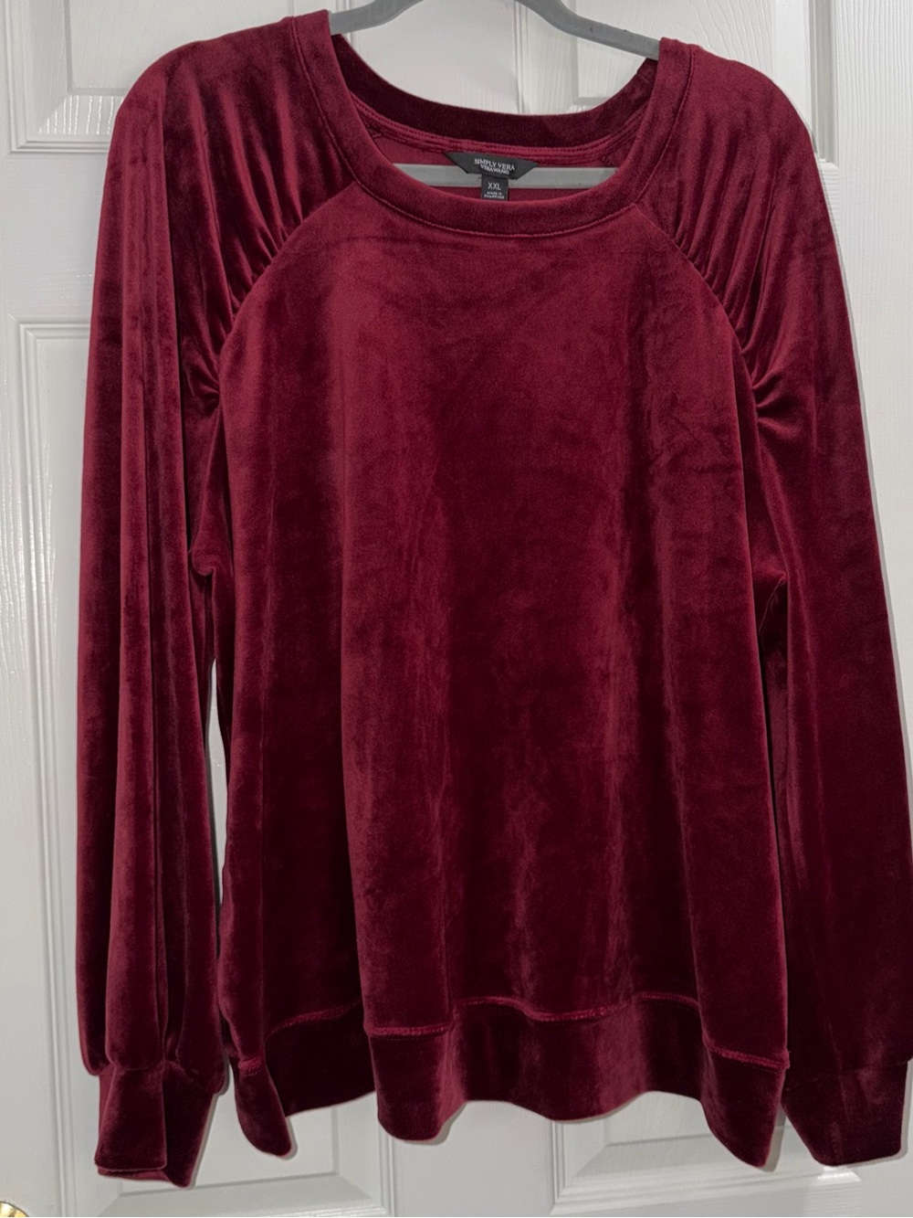 Simply Vera Vera Wang Burgundy Velvet Long-Sleeve Pullover